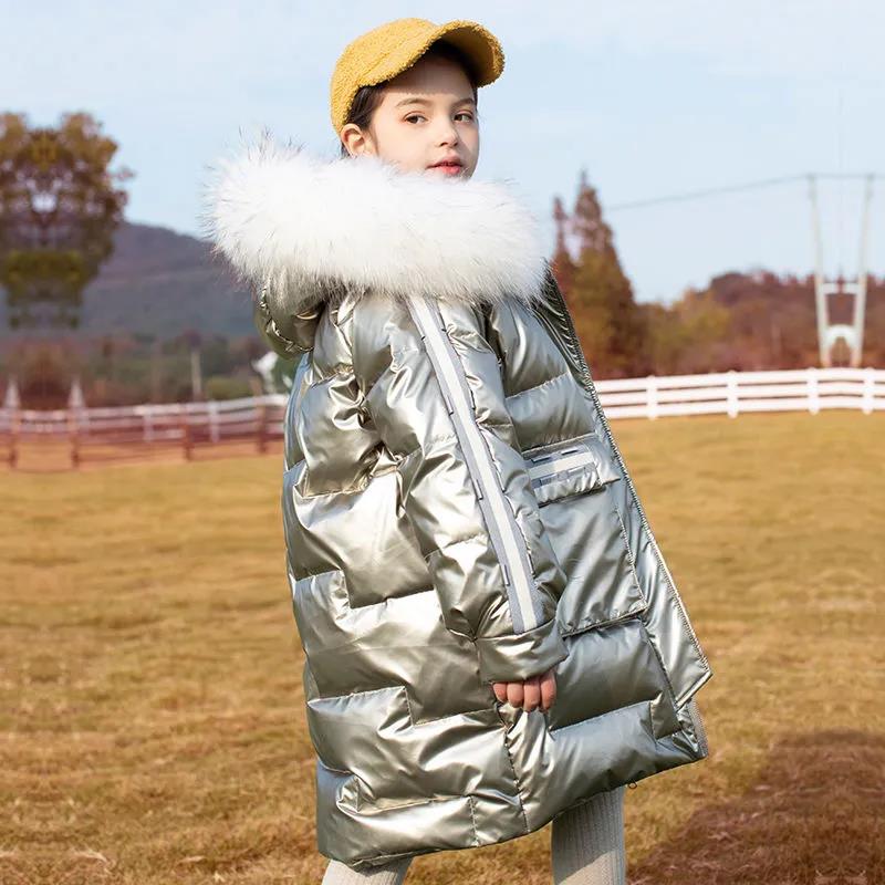 Girls' Warm and Windproof Down Jacket Disposable Mid-length Clothes Winter Thick White Duck Down Jacket