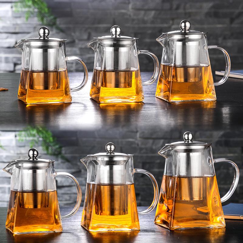 1PC Steep Glass Teapot Clear Tea Strainers Heat-resistant Stainless Steel Filter With Infuser