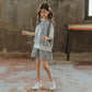 Girls' Casual Sports Suits, Summer Clothes, Big Children's Fashion, Net Red, Western Style, Loose Cotton Three Pieces