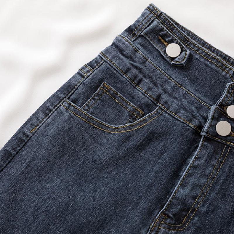 Spring and Autumn High-waisted Jeans Women's Slim Slimming All-match Tight-fitting Feet Long Pants