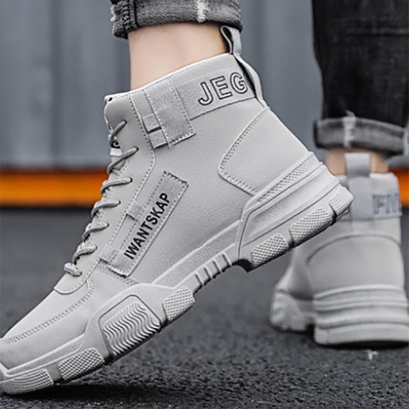 Autumn Martin Boots Men's Casual High-top Shoes Tooling Boots Plus Velvet Warm Cotton Shoes Waterproof Men's Shoes