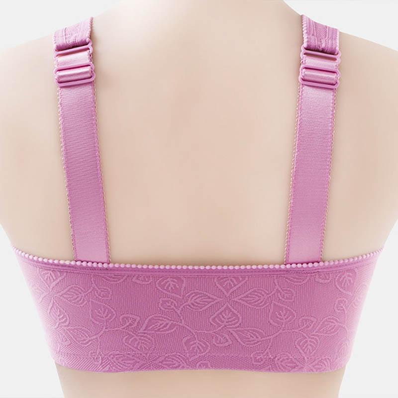 Front Buckle Large Size Thin Section Comfortable and Breathable No Steel Ring Fashion Jacquard Side Collection Underwear Women Gather Adjustable Bra