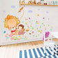 [Wall sticker ]Lion Girl In The Flowers Wall Stickers For Kids Rooms Nursery Baby Bedroom Children D