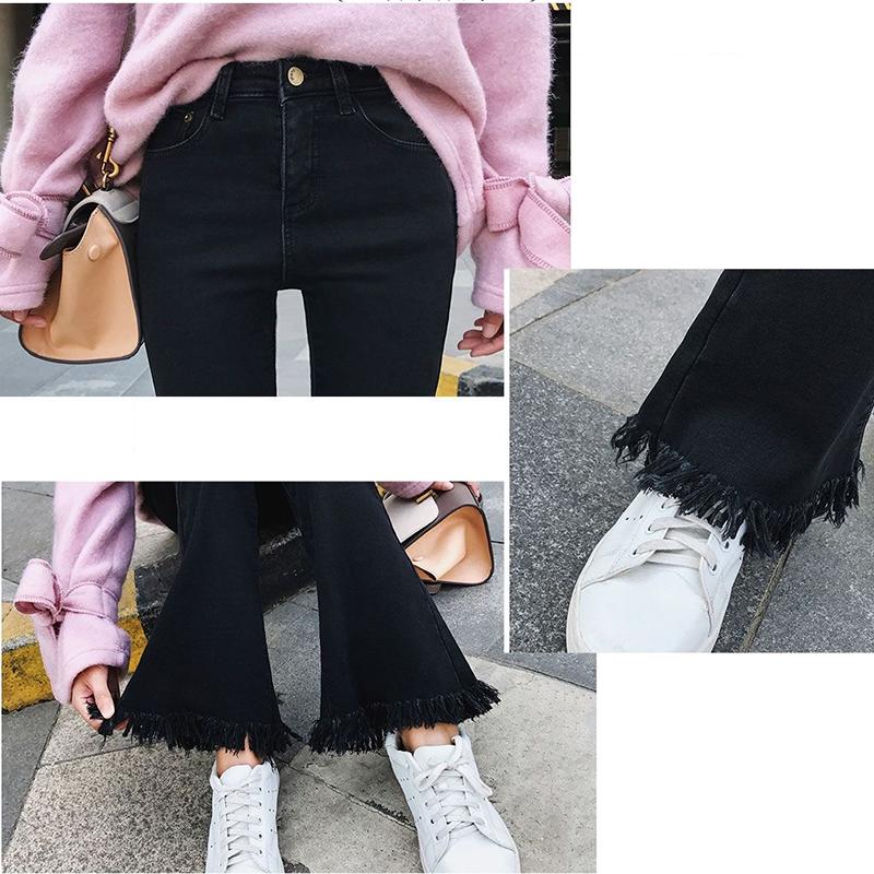 WTEMPO Trumpet Jeans  Women's Boot Cut Pant Loose and Slim Wide Leg Tassel Denim Pocket Trousers