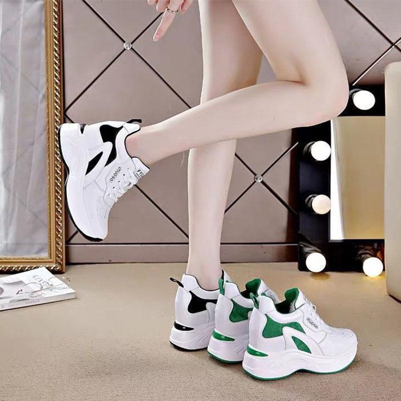 Inner Increase Sports Shoes Women's Spring and Autumn 2021 Fashion Thick-soled White Shoes Casual All-match Thin Daddy Shoes Net Shoes