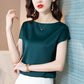 Women Satin Blouse High-end Fashion Short Sleeve Silky Temperament T Shirt Casual Tops