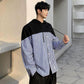 Spring and Autumn Sweater Men's Hong Kong Style Loose Casual Long Sleeve Cardigan Trend Student Versatile Striped Hooded Jacket