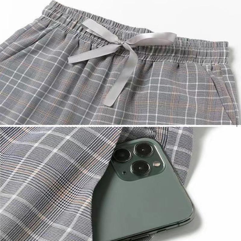 Spring and Summer Korean Version of Casual Harem Pants Girls Loose Nine-point Pants Slim Straight Plaid Pants