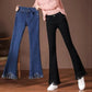 Slim Flared Denim Pants Women's Plus Size Denim Jeans Trousers Summer High Waist Sliming Fit Loose Tassel Denim Pants