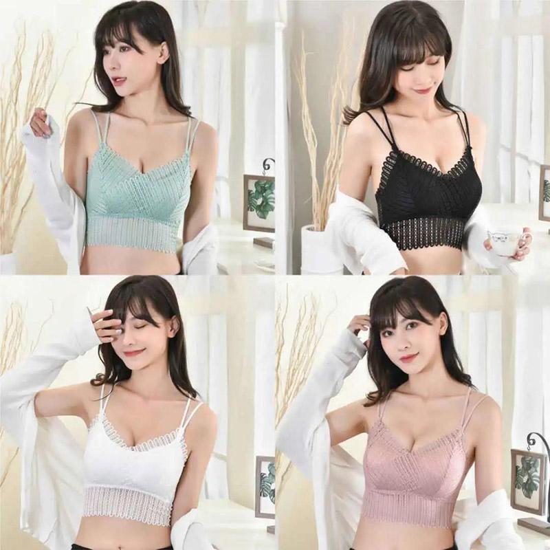 Korean Version of The Sweet and Sexy Lace Beautiful Back Gathered Bra Without Steel Ring Camisole Anti-explosion Tube Top Bra