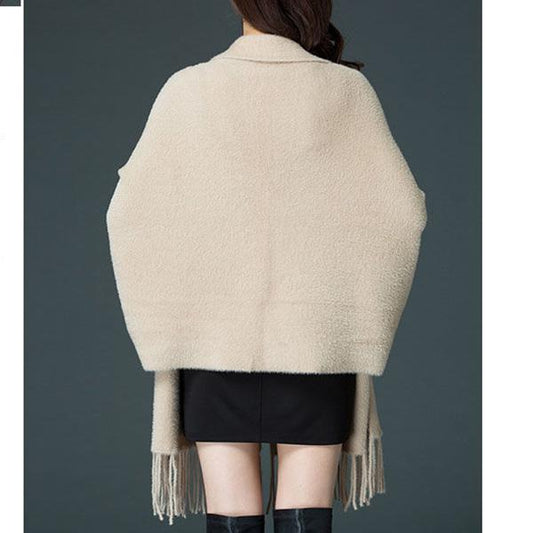 Autumn and Winter Imitation Mink Fleece Sweater Mid-length Cardigan Cheongsam Fashion Cloak