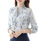 Fashion Floral Tops Blouses Women Long Sleeve Shirts Print Chiffon Blouse Women
