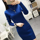 Autumn Women Bodycon Sheath Dress Sexy Knitted Cotton Long Sleeve 2019 Pure Casual Black Midi Dress