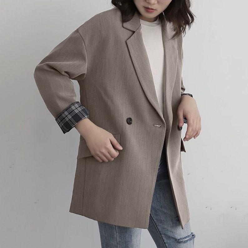 Spring Autumn Women Solid Color Jackets Chic Button Office Suit Coat Ladies Large Size Elegant Outwear