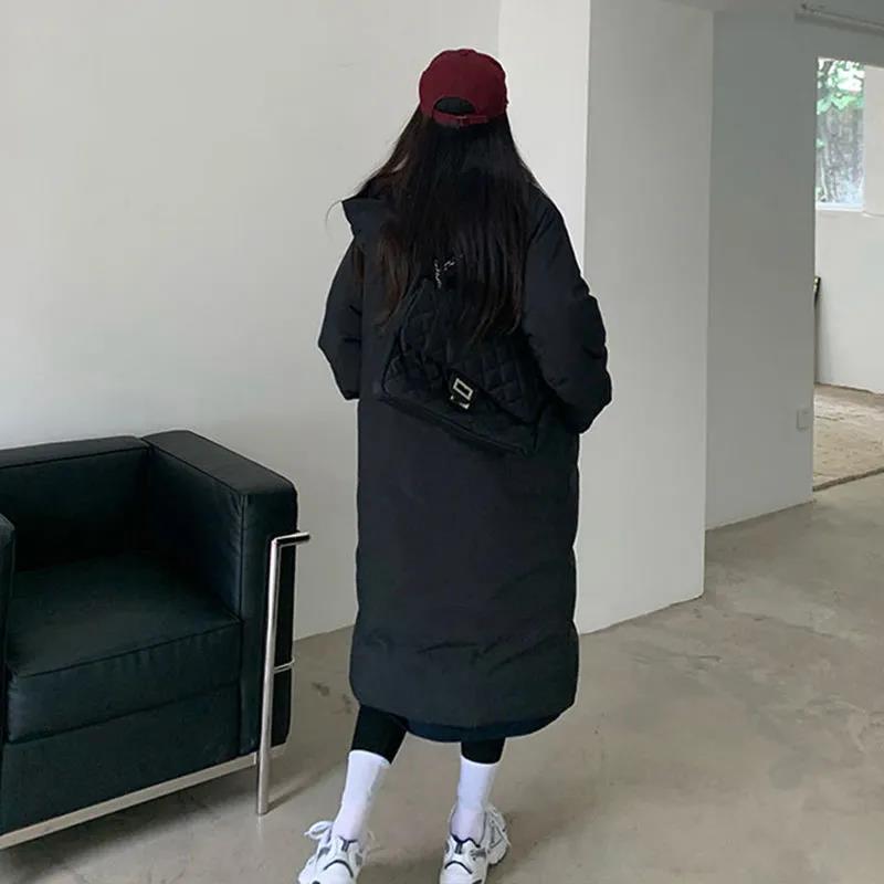 Women's Down Padded Jacket Korean Style Loose and Versatile Mid-length Padded Jacket Thickened Padded Jacket