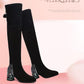 Women's Thick Heel Over Knee Boots High Heel Elastic  Boots Autumn  Winter Plus Fleece High Boots