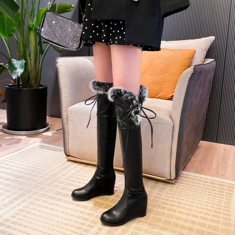 Sexy Over The Knee Boots Women Female Pu Leather Thigh High Boots Plus Size Wedge Boots Winter