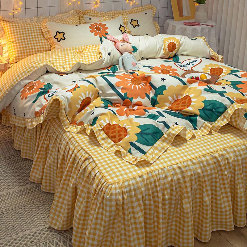 Bedding Sets Quilt Cover Cotton Four-piece Bedding Set Bed Skirt  Bed Linen Bed Cover Princess Style Duvet Cover Bedding Quilt Cover Bed Sheet