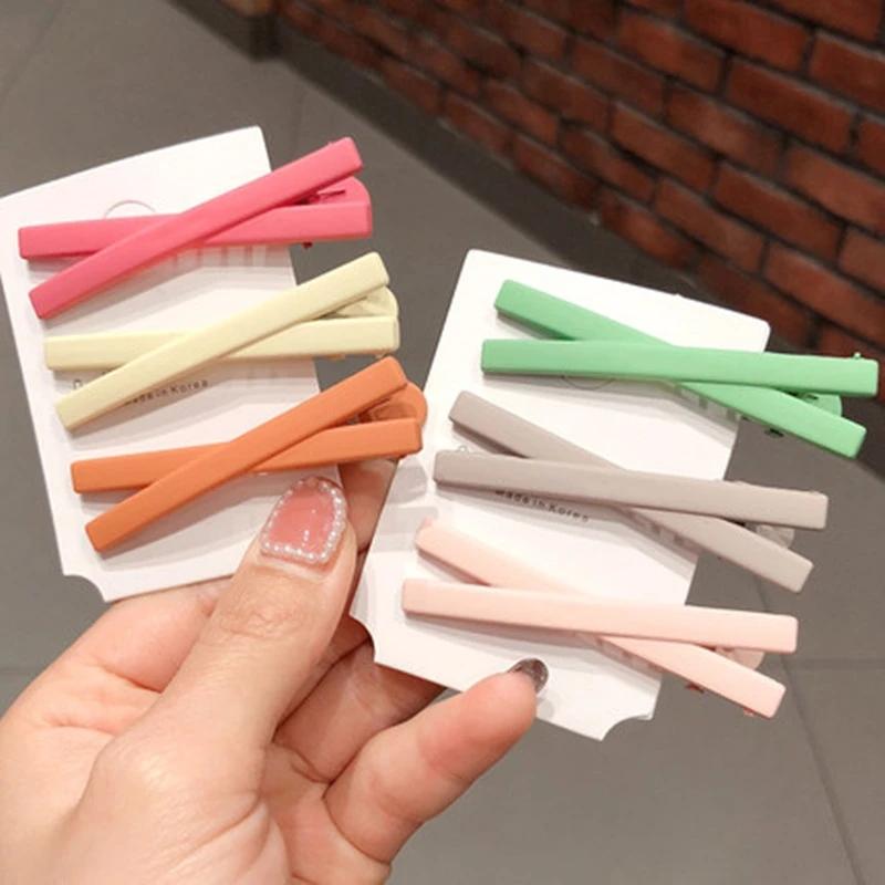 Candy-colored Frosted Hairpin Simple and Cute Cross-side Clip Girl Word Clip Bangs Clip Children's Hairpin Hair Accessories
