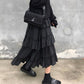 Gothic Skirt Grunge Lolita Ruched Ruffles Aesthetic Skirt Avant Garde Skirt Evening High Fashion Skirt Romantic Skirt Women Black Maxi Skirt