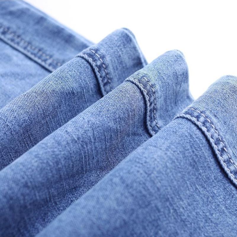 Jeans Women's High Waist Spring and Autumn Women's Trousers Elastic Waist Thin Pants Loose Straight Flared Pants