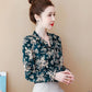 Floral Chiffon Shirt Women's Spring Western Style Cover Belly Bow Small Shirt All-match Loose Bottoming Top
