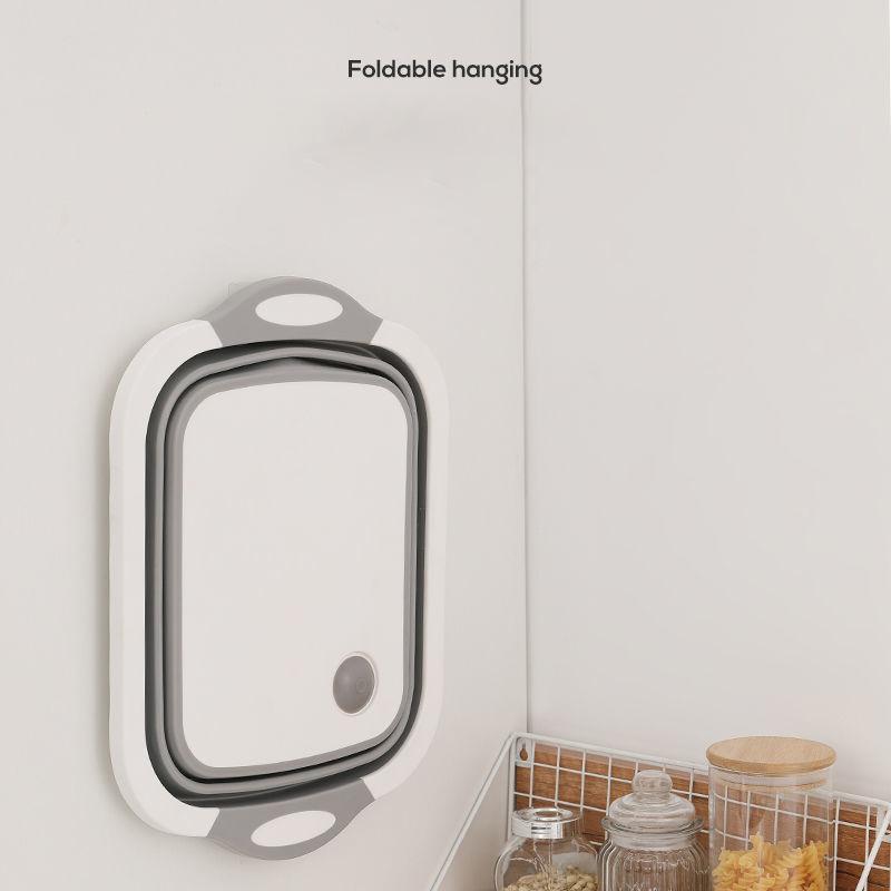 Folding Cutting Board Multifunctional Draining Cutting Board Chopping Board Wash Basin Outdoor Vegetable Pot Anti-mold