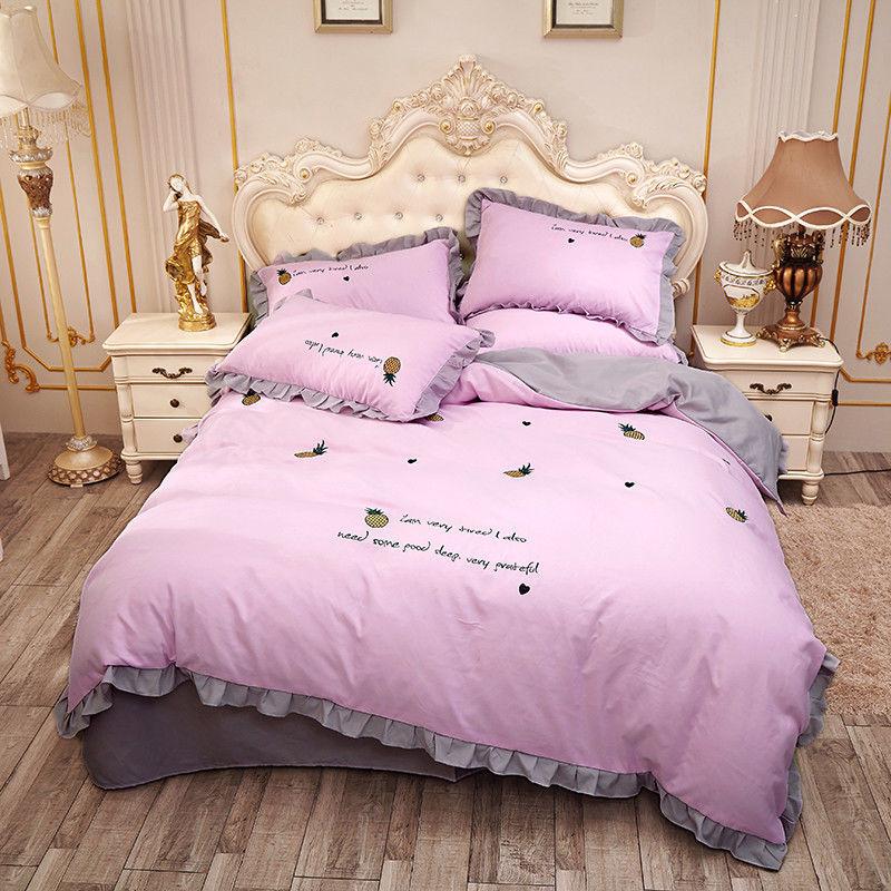 Embroidered Thick Brushed Princess Style Four-piece Lace Duvet Cover Double Bed Single Bedspread Bedding