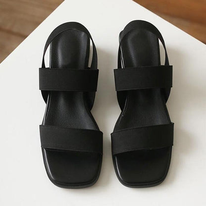 Sandals Female Summer Fairy Style Simple Lace-up Sandals Korean Wild Square Head Thick Heel Student Sandals