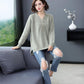 Spring and Autumn V-neck Loose Top Solid Color Plus Size Sweater Simple Casual Women Bottoming Shirt
