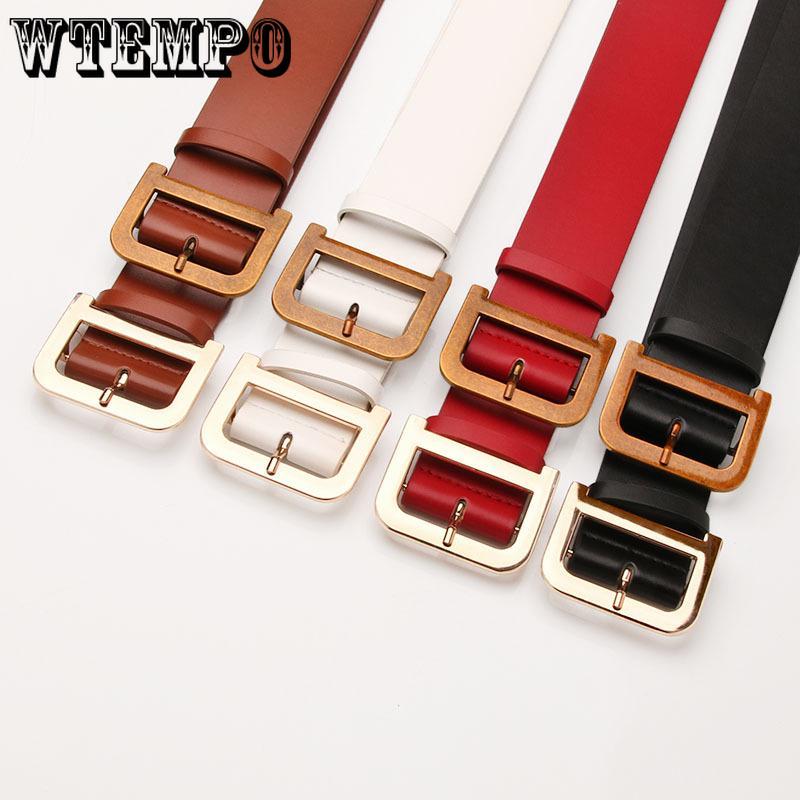 Ladies belt fashion D word buckle fashion wild dress wide belt decorative belt