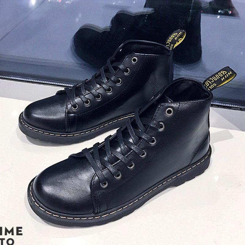 Autumn High-top Leather Shoes British Style Wild Student Martin Boots Men's Casual Working Boots