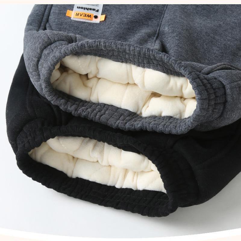 Girls and Boys' Cotton Trousers Wear A Pair of Winter Trousers for Big Children's Three-layer Quilted and Velvet Thick Warm Pants
