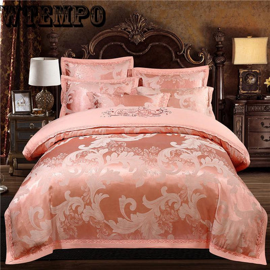 Embroidered jacquard four-piece bed linen quilt cover pillowcase noble cotton bedding European