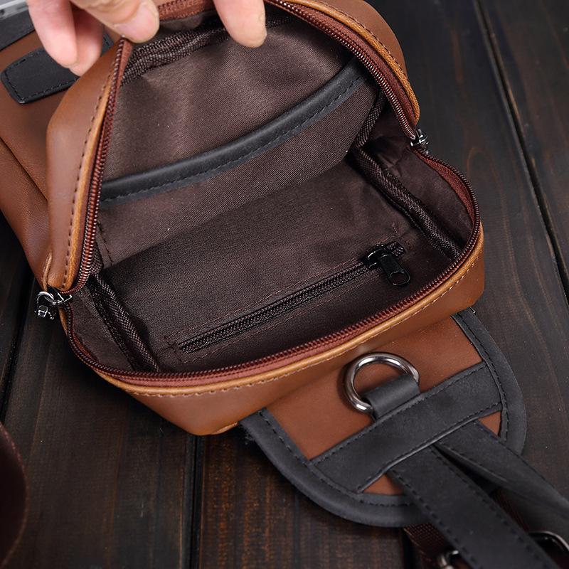 Casual Chest Bag Men Coffee Large Capacity Multi-pocket Shoulder Bag Outdoor Sports Pockets