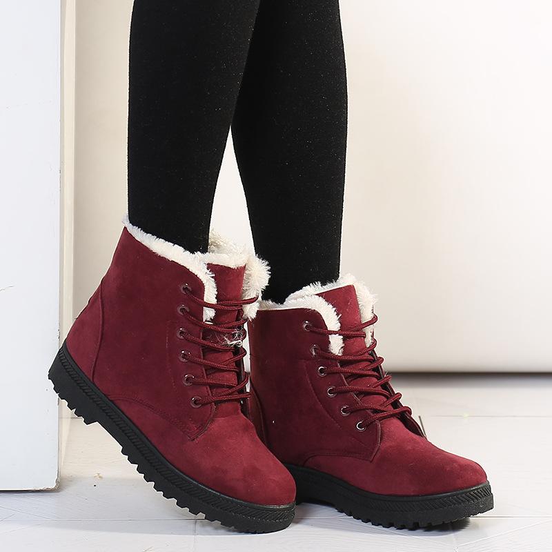 Winter Women's Artificial Plush Sneakers Waterproof Non-slip and Warm High-top Shoes