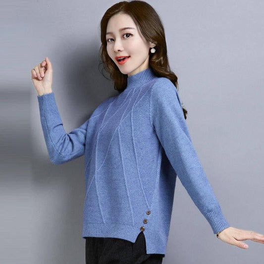 Winter Women's Turtleneck Pullover Thicken Warm Knit Pullover Plus Size Style Women