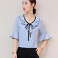 Short -sleeved Chiffon Shirt Female Summer Flared Sleeve Shirt Female