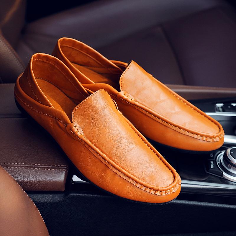 Peas shoes men's lazy shoes a pedal social spirit guy All-match men's casual leather shoes