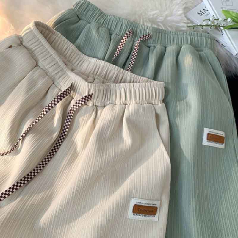 Summer Ice Silk Shorts Women's Loose Casual Wide-leg Pants Straight Five-point Pants