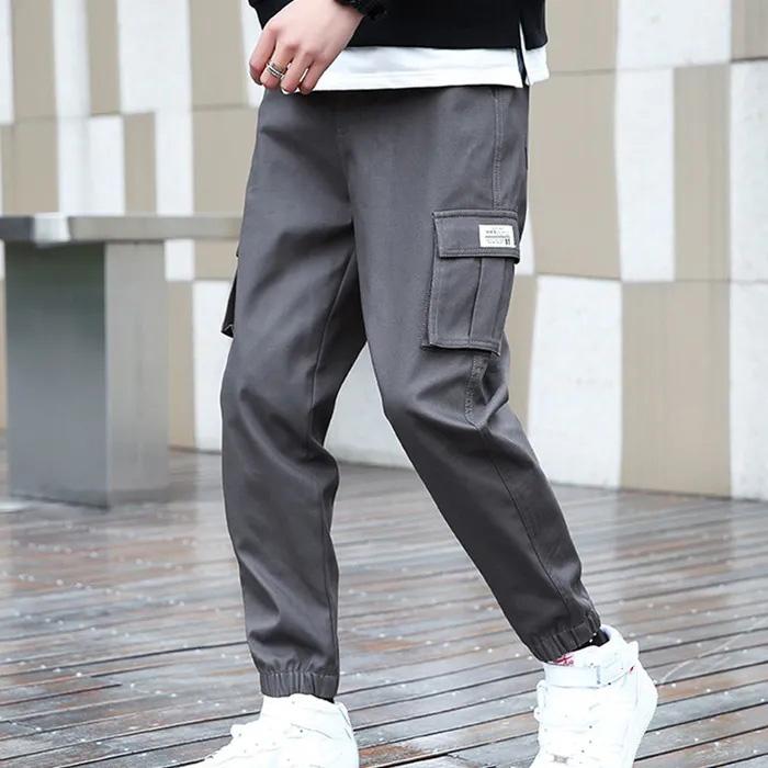 Youth Multi-pocket Overalls Loose Feet Tightened Sweatpants Sports Pants Men's Spring and Autumn Large Size Casual Trousers