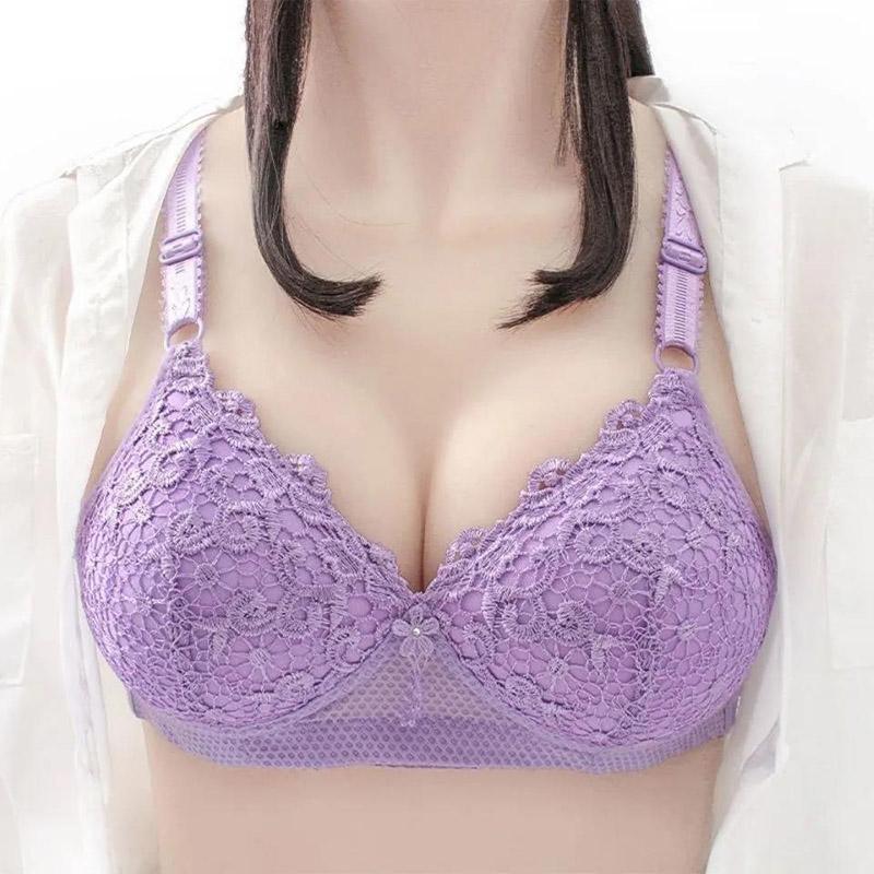 Thin Sexy Beautiful Back Breathable Lace Without Steel Rings Gathering Adjustable Anti-sagging Women's Underwear Bra
