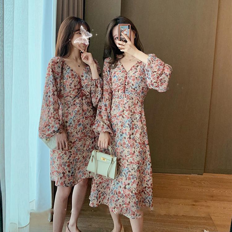 Womens V-Neck Boho Floral Chiffon Summer Party Evening Beach Long Dresses Girl's Sundress