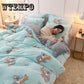 4pcs Winter Thickening Home Textile Bedding Sets  Queen/ King Size  Duvet Cover  Cartoon  Pattern  Solid Color Pillowcase Sheet