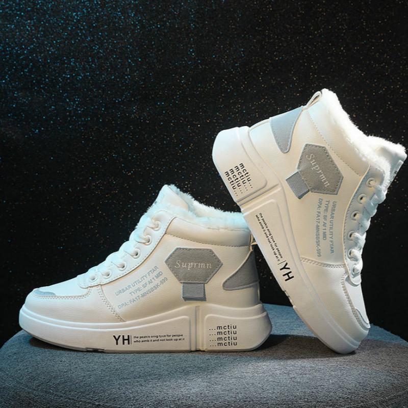 Cotton Shoes Women's Winter Warm Plus Velvet Wild Shoes Student Snow Boots Letters Printed Shoes