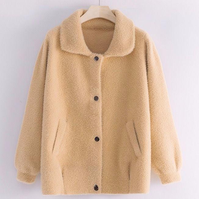 Autumn/winter Imitation Mink Cashmere Mother Wear Knitted Cardigan Jacket Women Korean Style Loose Cropped Top Women