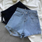 Plus Size Women's Korean Style Summer High Waist Buttoned Denim Shorts Fashion Thin and Long Legs Wide-leg Pants