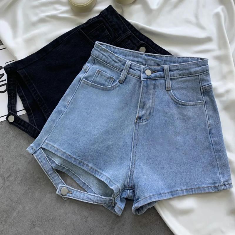 Plus Size Women's Korean Style Summer High Waist Buttoned Denim Shorts Fashion Thin and Long Legs Wide-leg Pants