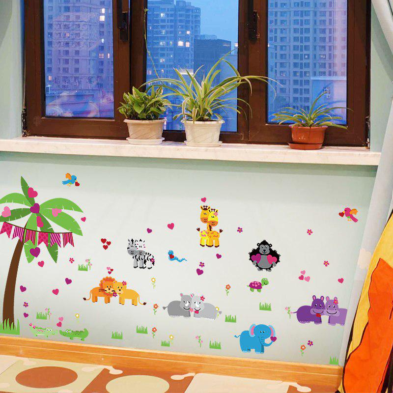 [Wall sticker ]Cartoon Animal Party Wall Stickers For Kids Rooms Baby Room Children Room Bedroom Art