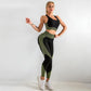3PCS Seamless Knitted Yoga Suit Set Four Seasons Universal Hip Lift Fitness Sports Suit Gym Running Trousers Vest Long-sleeved Jacket Three-piece Set